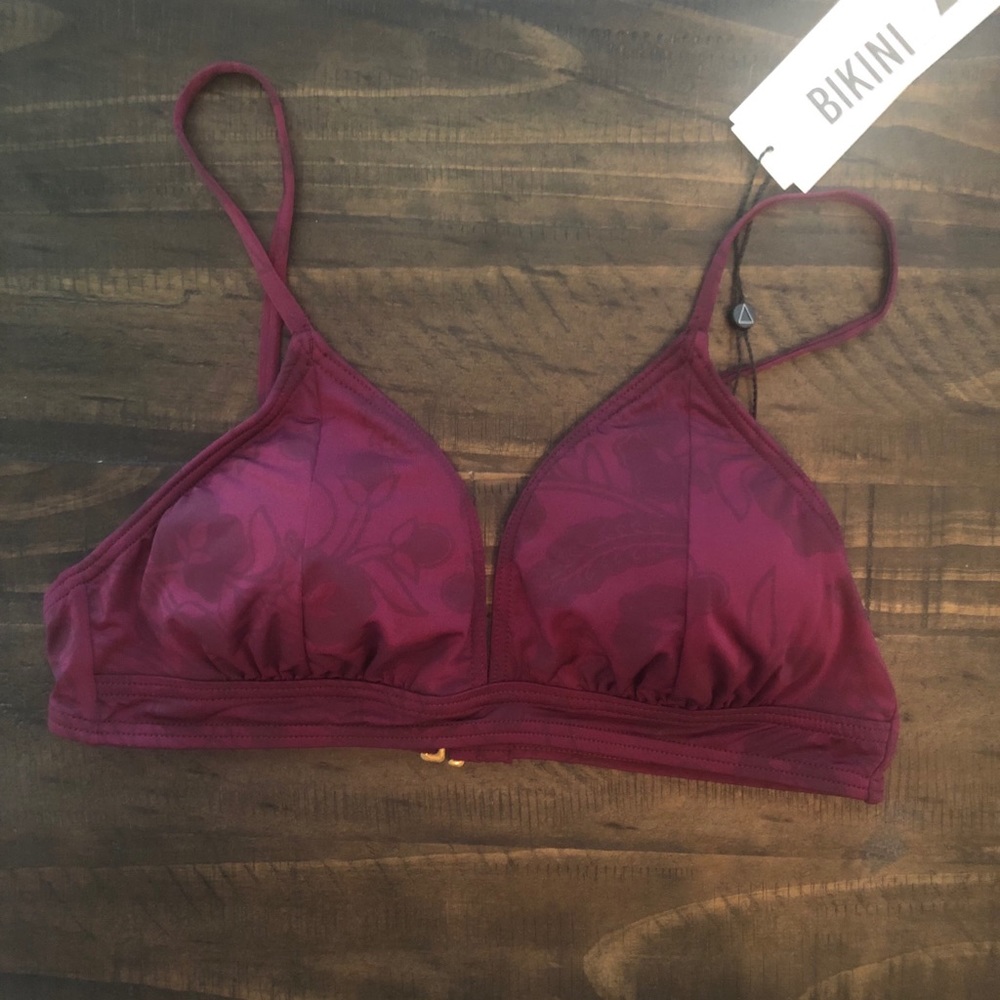 The Bikini Lab Maroon Floral Bikini Top